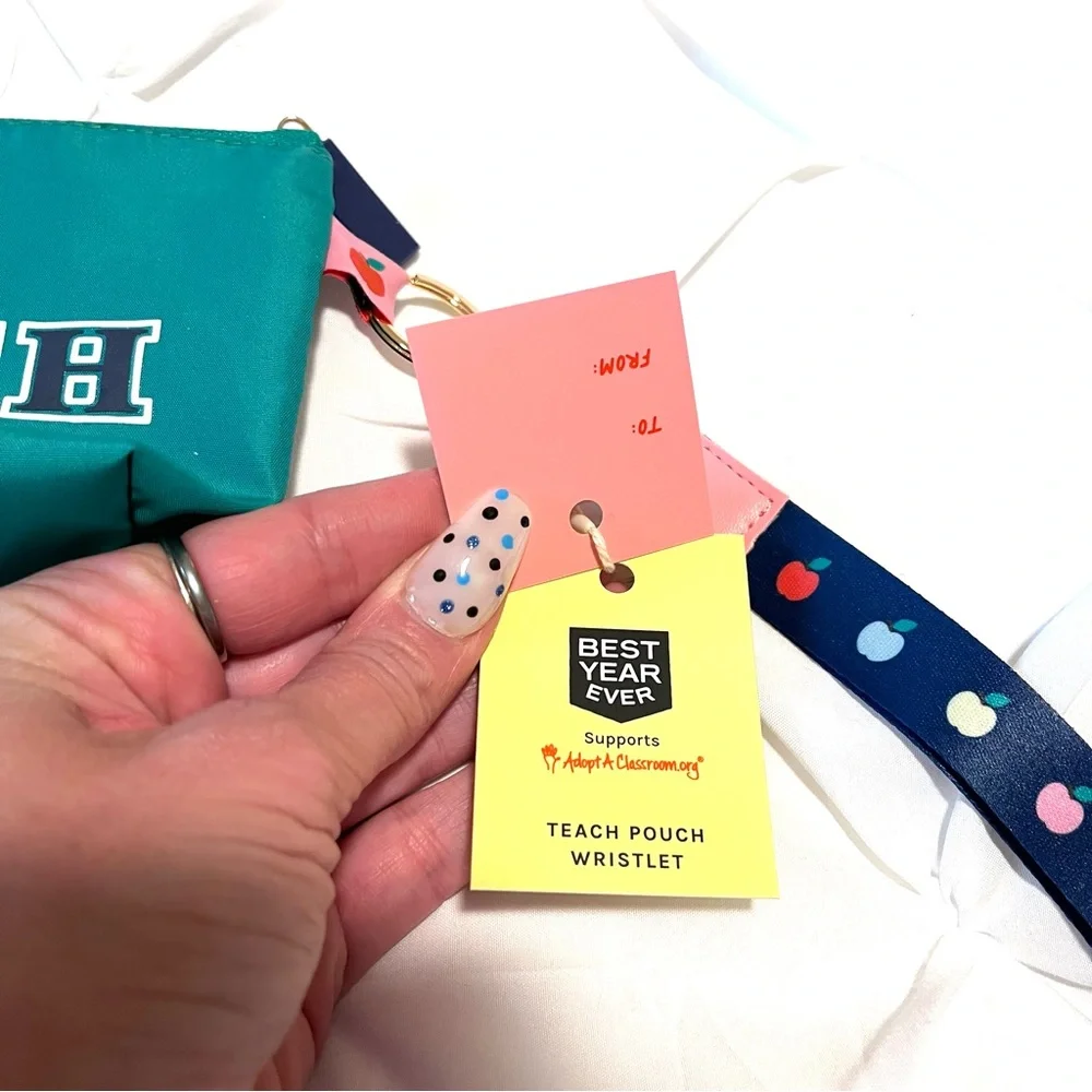 Best Year Ever Teach Zipper Pouch and Wristlet Lanyard, New With Tags